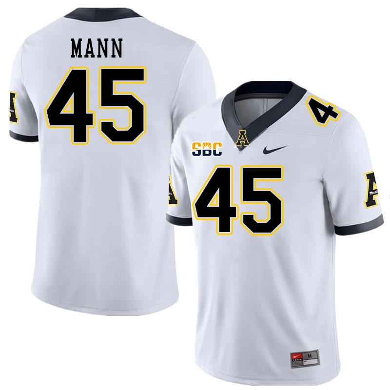 Men #45 Jake Mann Appalachian State Mountaineers College Football Jerseys Stitched Sale-White
